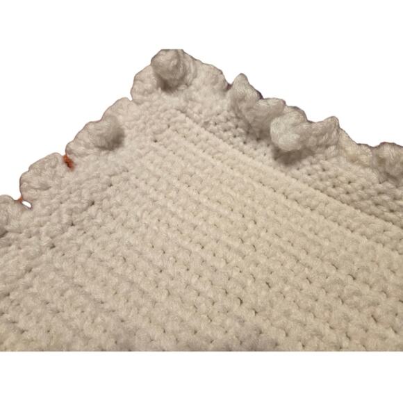 Handmade Crocheted White Baby/Throw Blanket 48x42 - Picture 1 of 4